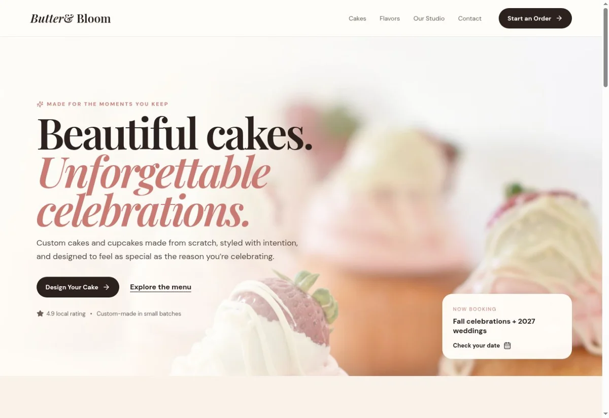 Butter & Bloom — Cake & Cupcake Website