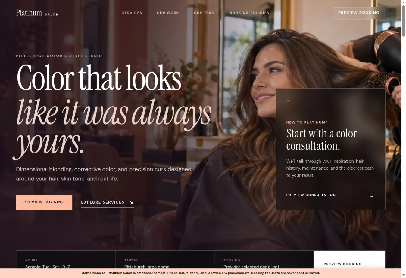 Platinum Salon — Salon Website