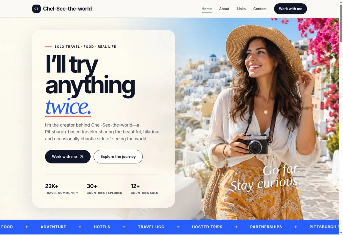 Travel Influencer — Creator Website